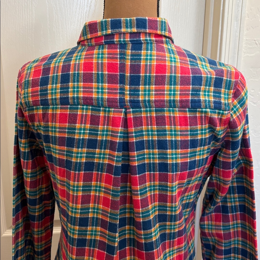 Woolrich Flannel Plaid Blue Red Long Sleeve‎ Button Down Cotton Shirt Size Small - Picture 4 of 8